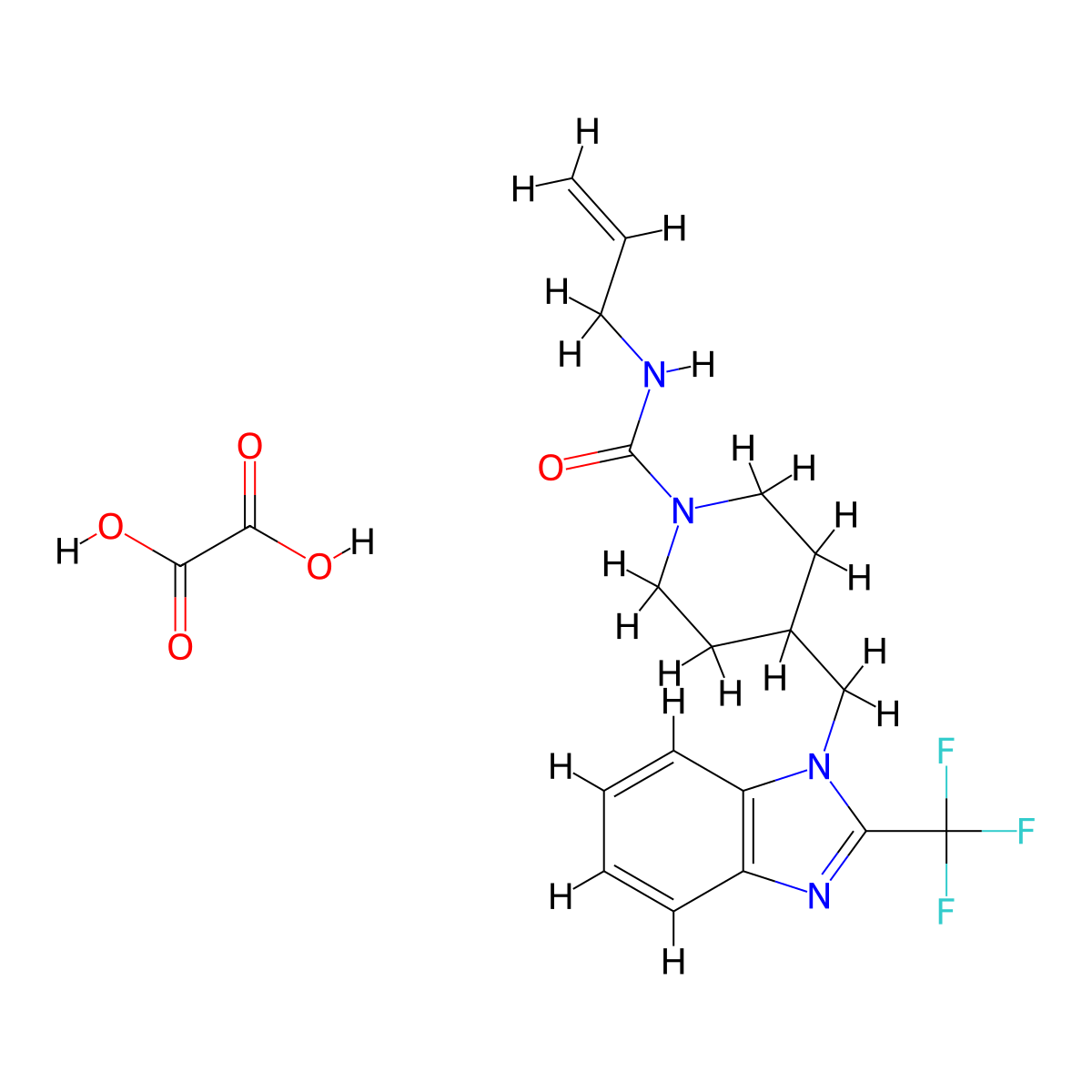 N-allyl-4-((2-(trifluoromethyl)-1H-benzo[d]imidazol-1-yl)methyl)piperidine-1-carboxamide oxalate molecular structure, CAS 1351661-33-0