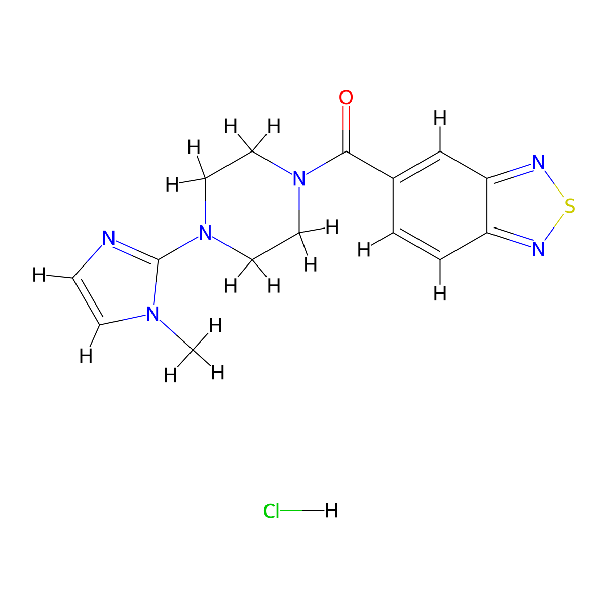 benzo[c][1,2,5]thiadiazol-5-yl(4-(1-methyl-1H-imidazol-2-yl)piperazin-1-yl)methanone hydrochloride molecular structure, CAS 1351661-44-3