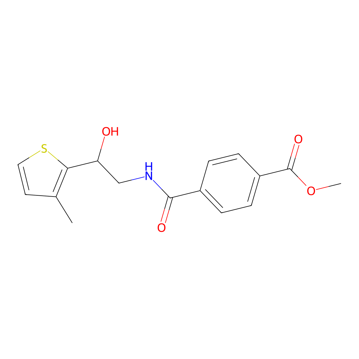 Methyl 4-{[2-hydroxy-2-(3-methylthiophen-2-yl)ethyl]carbamoyl}benzoate molecular structure, CAS 1351661-65-8
