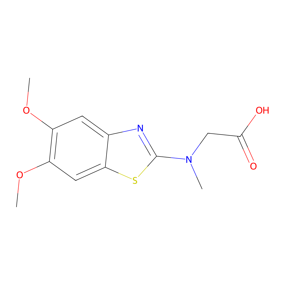 N-(5,6-dimethoxy-1,3-benzothiazol-2-yl)-N-methylglycine molecular structure, CAS 1351661-66-9
