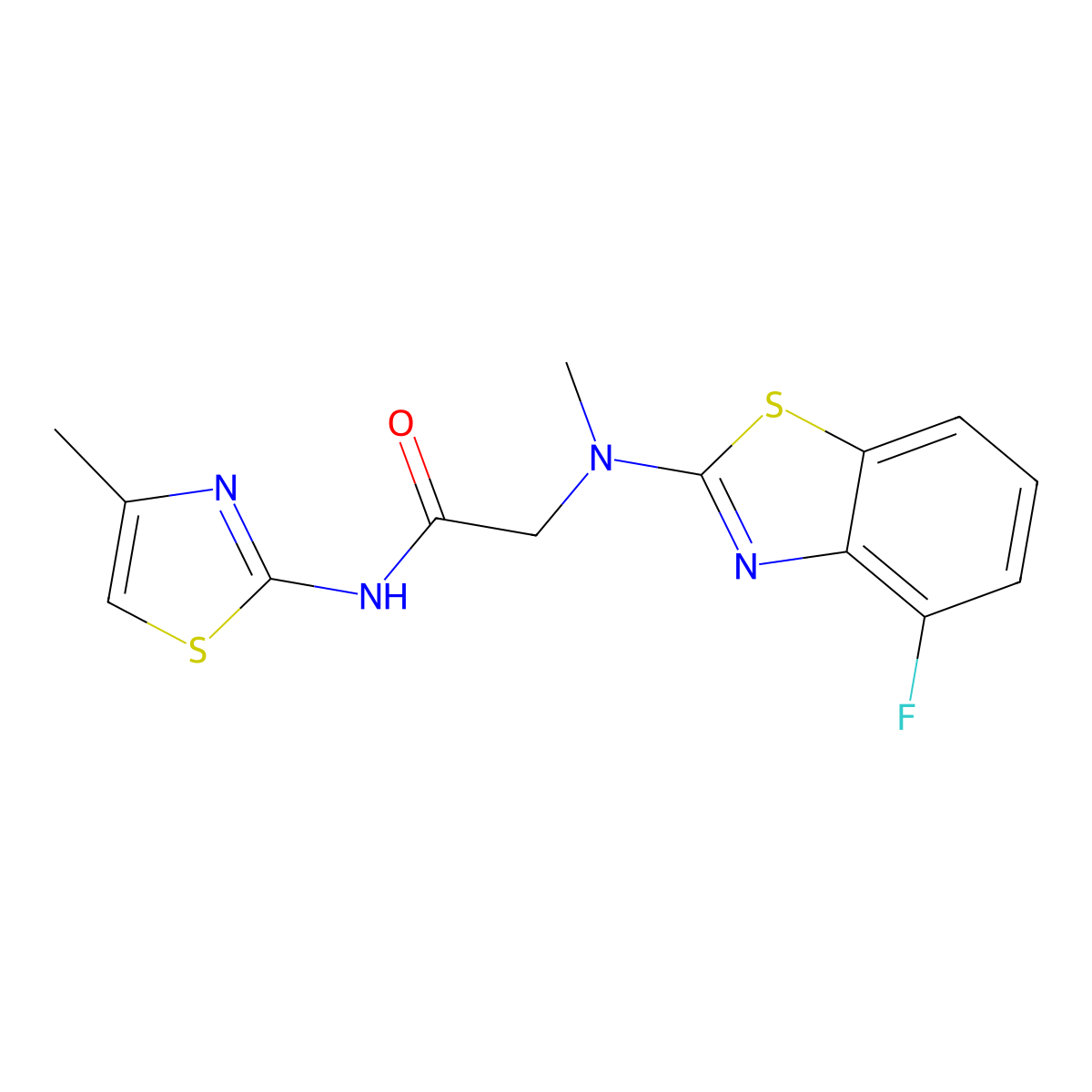 2-((4-fluorobenzo[d]thiazol-2-yl)(methyl)amino)-N-(4-methylthiazol-2-yl)acetamide molecular structure, CAS 1351661-72-7