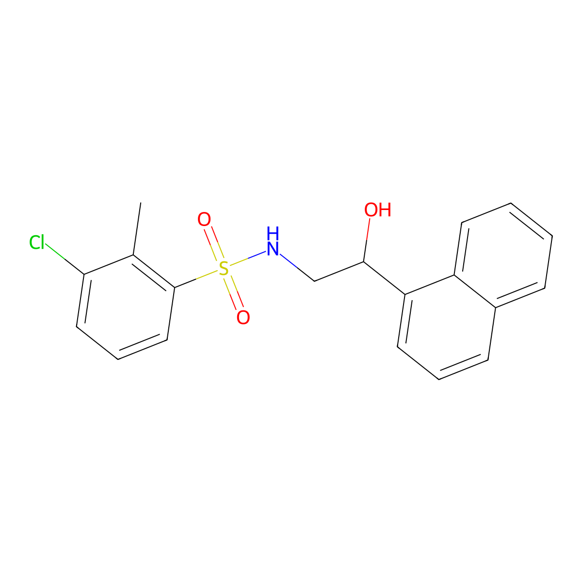 3-chloro-N-(2-hydroxy-2-(naphthalen-1-yl)ethyl)-2-methylbenzenesulfonamide molecular structure, CAS 1351661-78-3