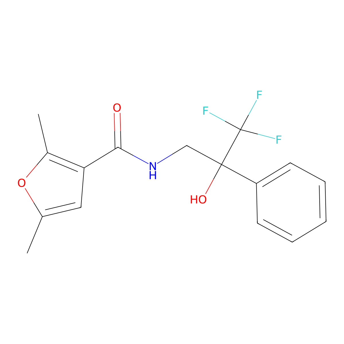 2,5-dimethyl-N-(3,3,3-trifluoro-2-hydroxy-2-phenylpropyl)furan-3-carboxamide molecular structure, CAS 1351661-85-2