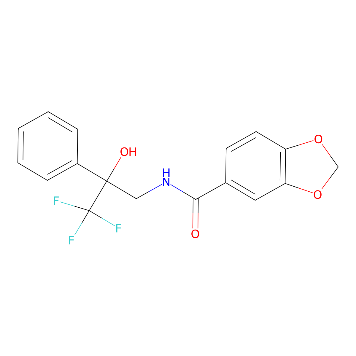 N-(3,3,3-trifluoro-2-hydroxy-2-phenylpropyl)benzo[d][1,3]dioxole-5-carboxamide molecular structure, CAS 1351661-86-3