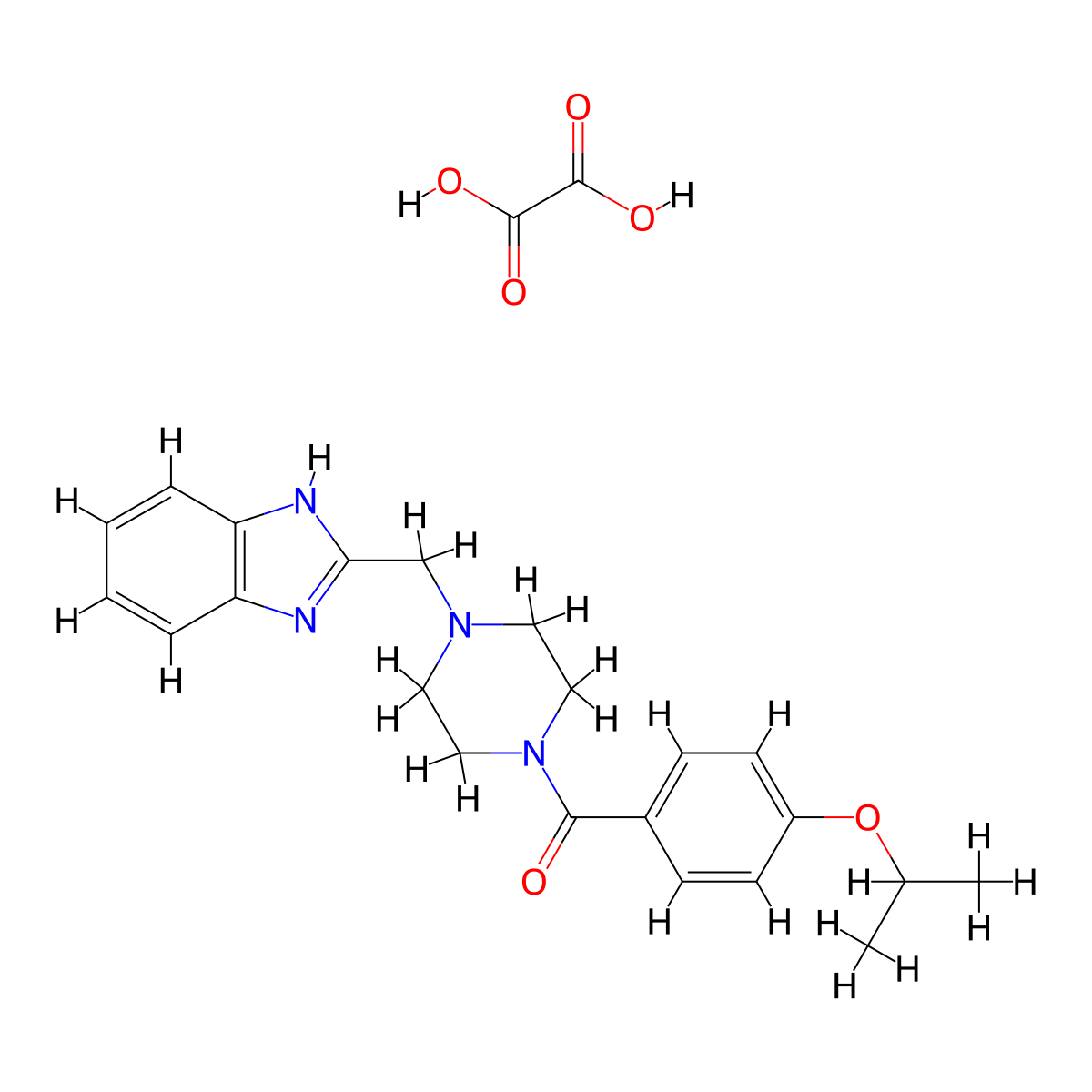 (4-((1H-benzo[d]imidazol-2-yl)methyl)piperazin-1-yl)(4-isopropoxyphenyl)methanone oxalate molecular structure, CAS 1351661-88-5