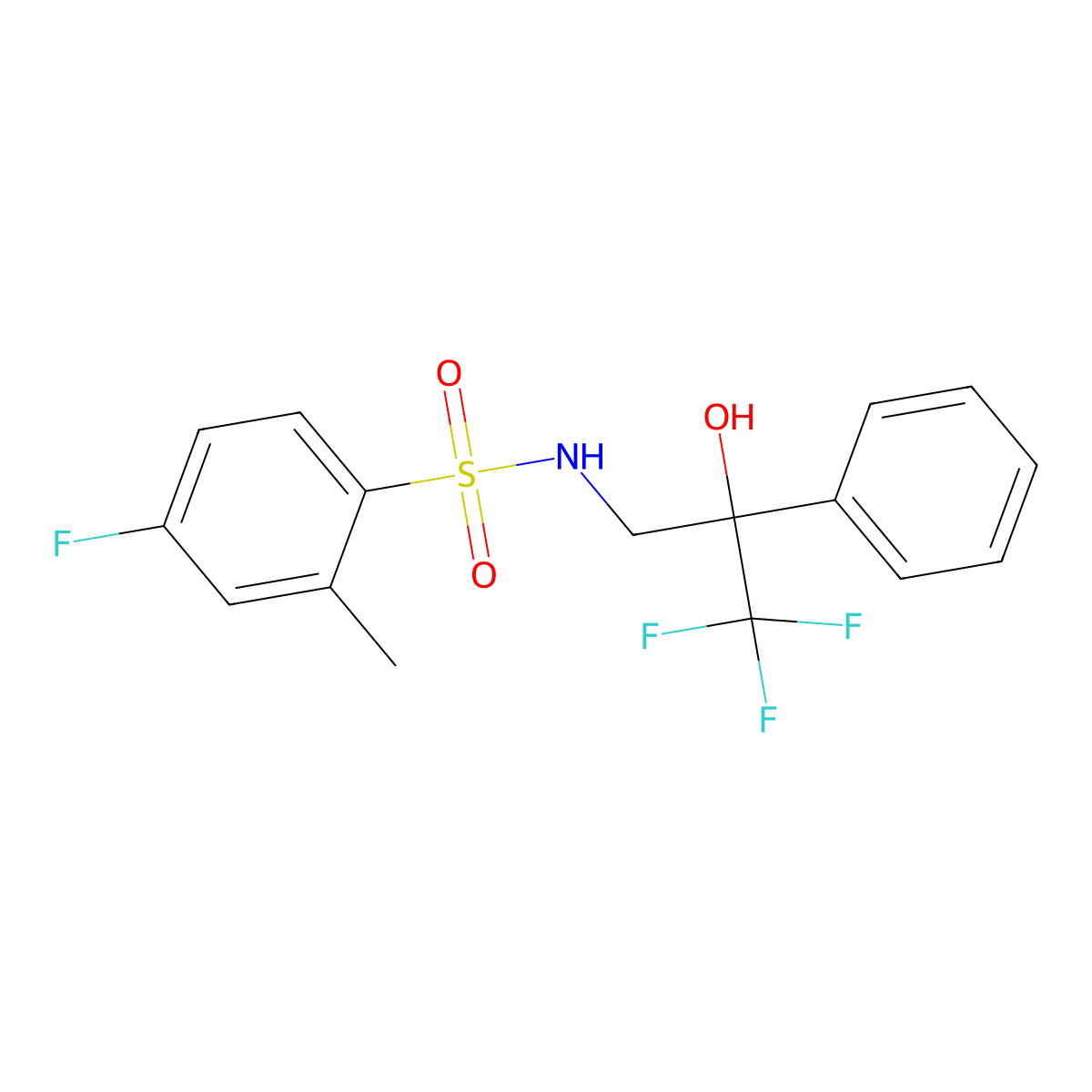 4-fluoro-2-methyl-N-(3,3,3-trifluoro-2-hydroxy-2-phenylpropyl)benzenesulfonamide molecular structure, CAS 1351661-95-4