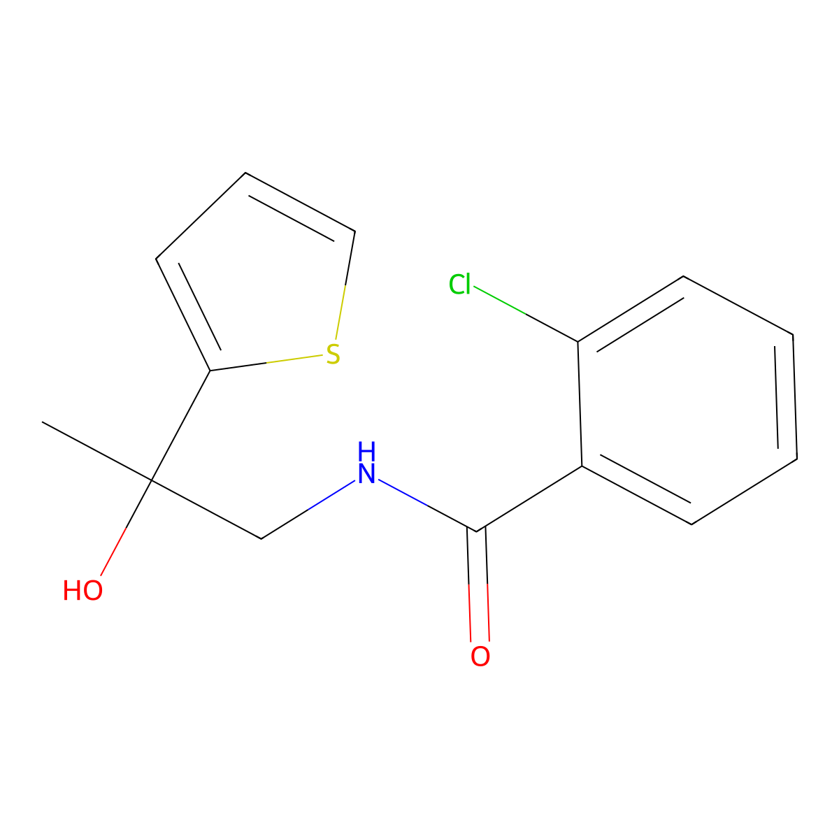 2-chloro-N-[2-hydroxy-2-(thiophen-2-yl)propyl]benzamide molecular structure, CAS 1351661-99-8