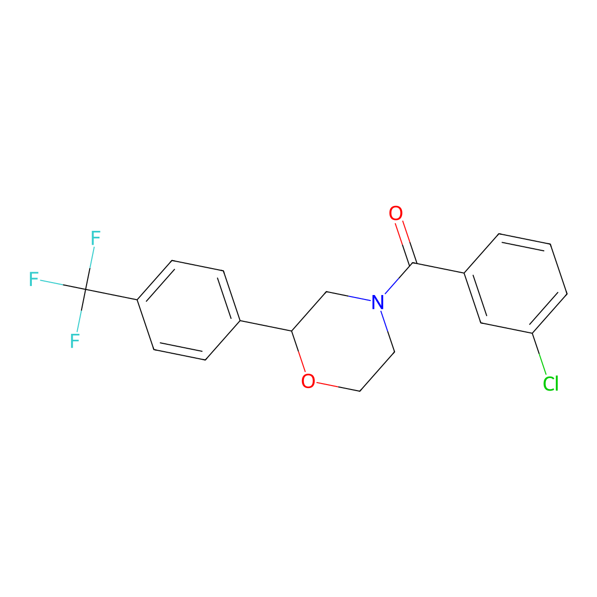 (3-Chlorophenyl)(2-(4-(trifluoromethyl)phenyl)morpholino)methanone molecular structure, CAS 1351662-13-9
