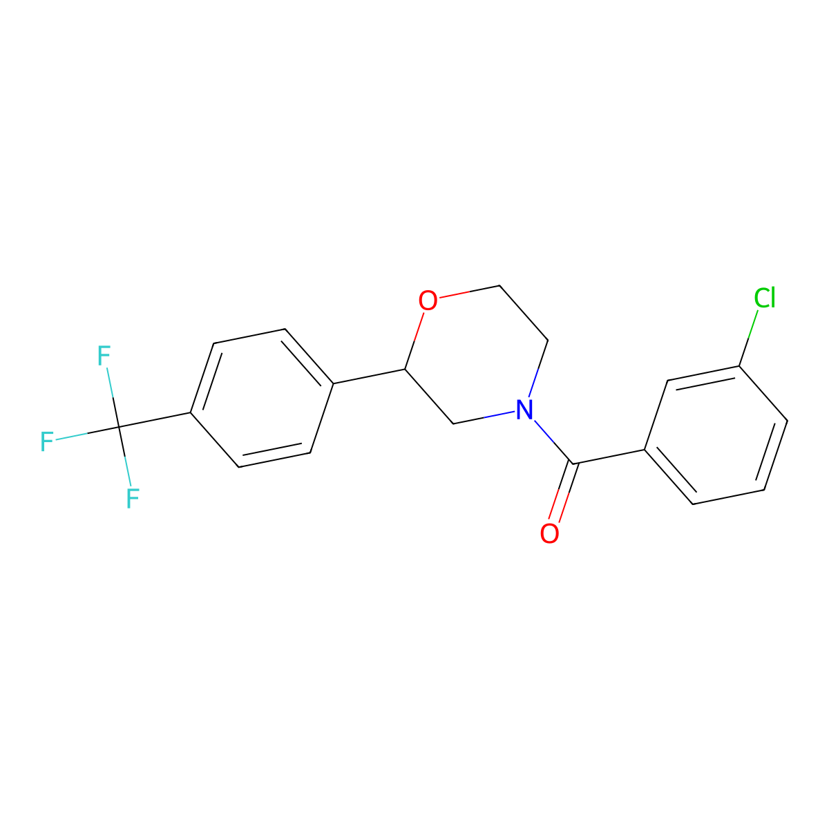 (3-Chlorophenyl)(2-(4-(trifluoromethyl)phenyl)morpholino)methanone molecular structure, CAS 1351662-13-9