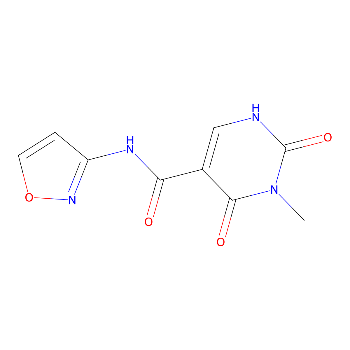 N-(isoxazol-3-yl)-3-methyl-2,4-dioxo-1,2,3,4-tetrahydropyrimidine-5-carboxamide molecular structure, CAS 1351662-16-2