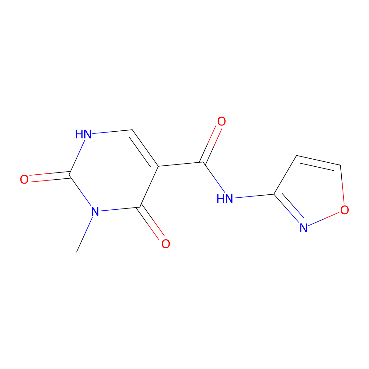 N-(isoxazol-3-yl)-3-methyl-2,4-dioxo-1,2,3,4-tetrahydropyrimidine-5-carboxamide molecular structure, CAS 1351662-16-2