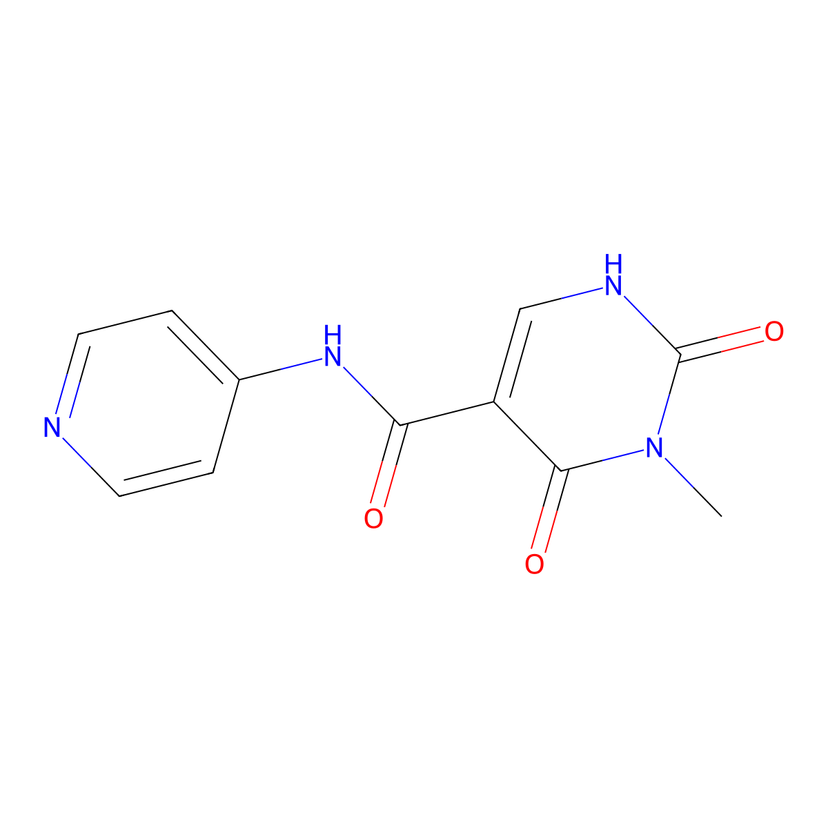 3-methyl-2,4-dioxo-N-(pyridin-4-yl)-1,2,3,4-tetrahydropyrimidine-5-carboxamide molecular structure, CAS 1351662-17-3
