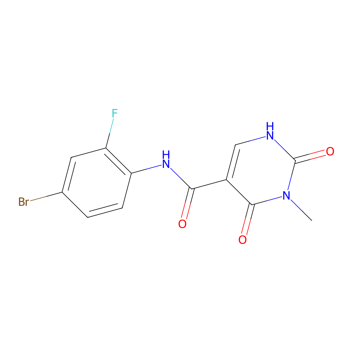 N-(4-bromo-2-fluorophenyl)-3-methyl-2,4-dioxo-1,2,3,4-tetrahydropyrimidine-5-carboxamide molecular structure, CAS 1351662-18-4