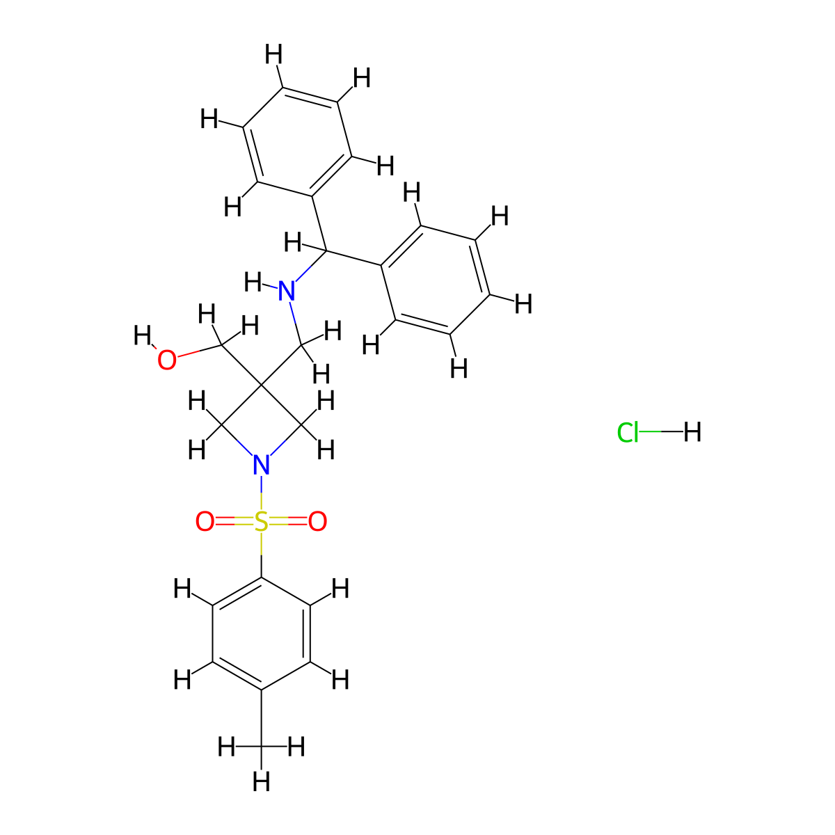 (3-((Benzhydrylamino)methyl)-1-tosylazetidin-3-yl)methanol hydrochloride molecular structure, CAS 1351662-21-9