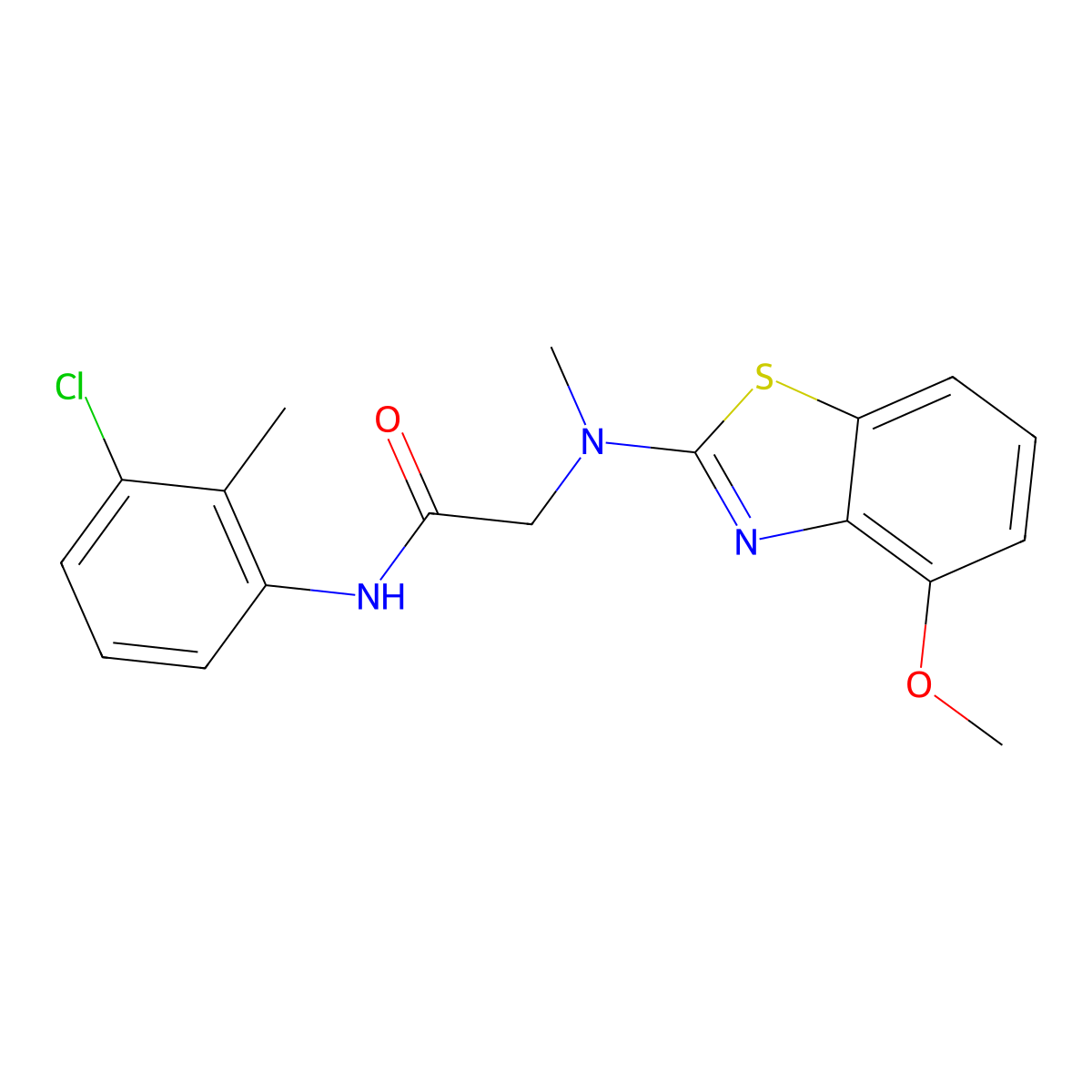N-(3-chloro-2-methylphenyl)-2-((4-methoxybenzo[d]thiazol-2-yl)(methyl)amino)acetamide molecular structure, CAS 1351662-28-6