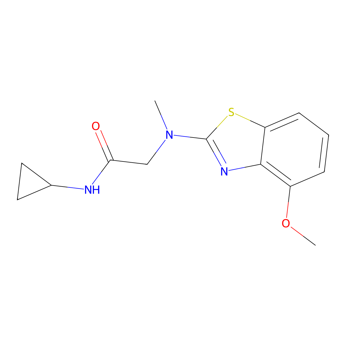 N-cyclopropyl-2-((4-methoxybenzo[d]thiazol-2-yl)(methyl)amino)acetamide molecular structure, CAS 1351662-29-7