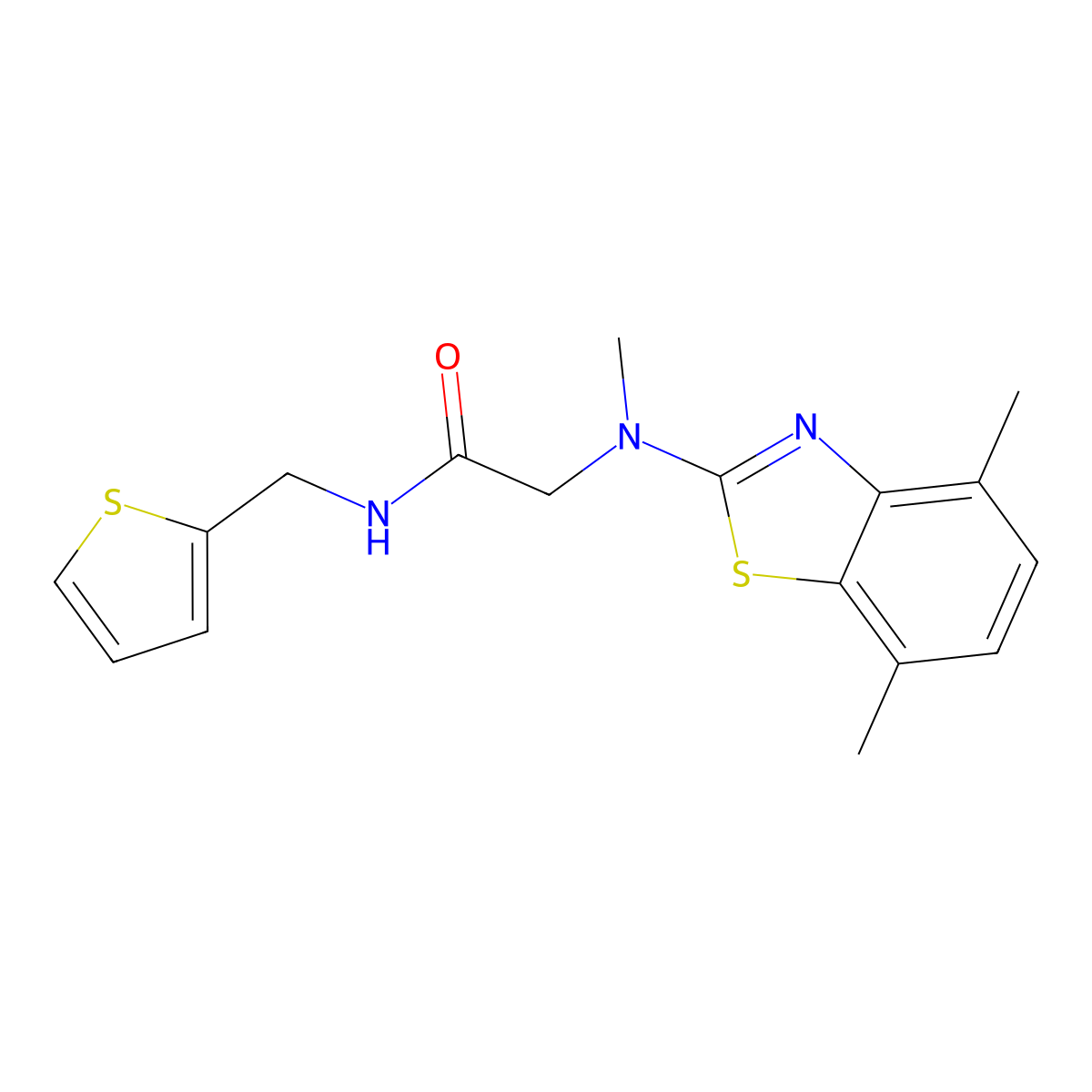 2-((4,7-dimethylbenzo[d]thiazol-2-yl)(methyl)amino)-N-(thiophen-2-ylmethyl)acetamide molecular structure, CAS 1351662-31-1