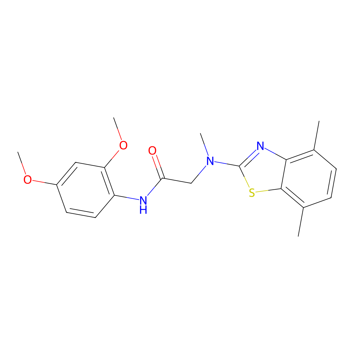 N-(2,4-dimethoxyphenyl)-2-((4,7-dimethylbenzo[d]thiazol-2-yl)(methyl)amino)acetamide molecular structure, CAS 1351662-32-2