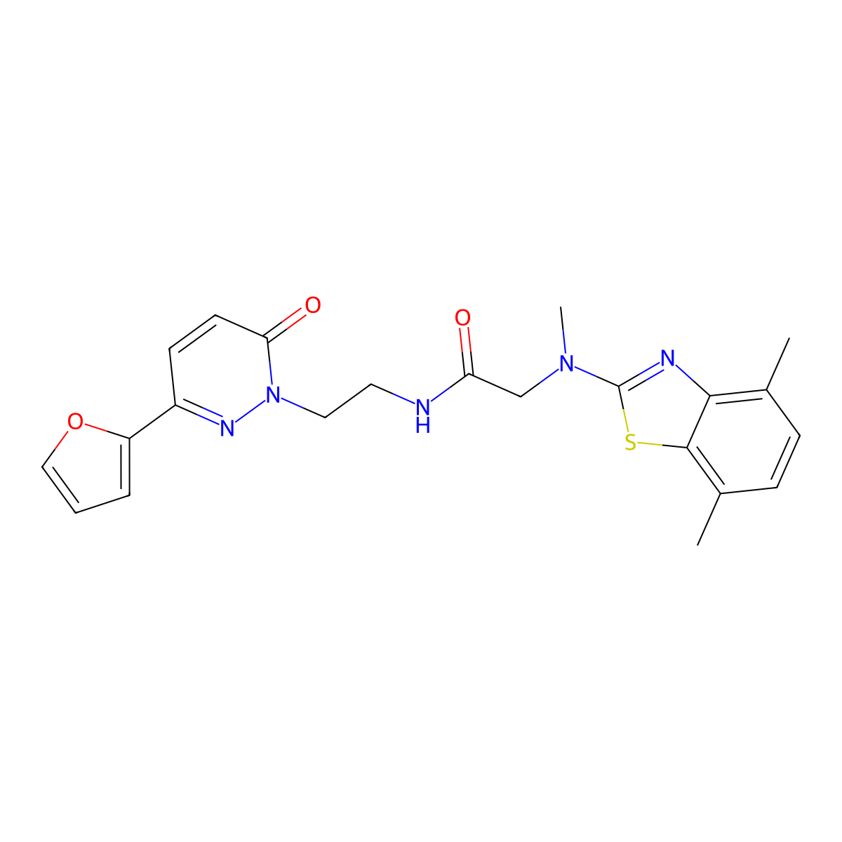 2-((4,7-dimethylbenzo[d]thiazol-2-yl)(methyl)amino)-N-(2-(3-(furan-2-yl)-6-oxopyridazin-1(6H)-yl)ethyl)acetamide molecular structure, CAS 1351662-33-3