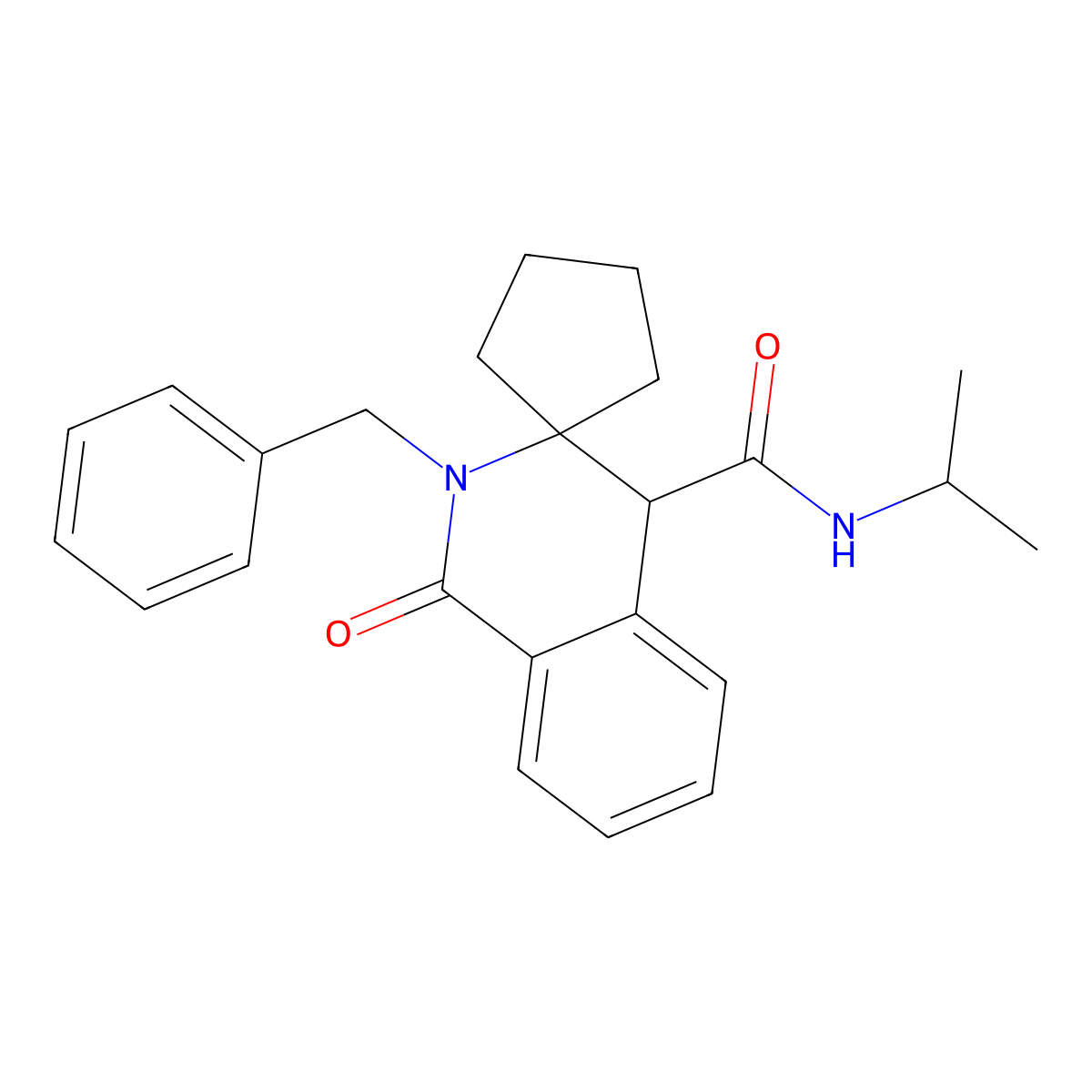 2'-benzyl-{N}-isopropyl-1'-oxo-1',4'-dihydro-2'{H}-spiro[cyclopentane-1,3'-isoquinoline]-4'-carboxamide molecular structure, CAS 1351670-78-4
