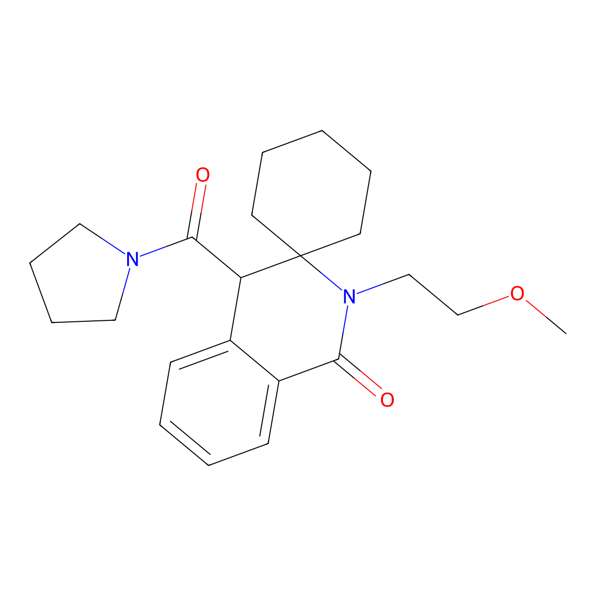 2'-(2-methoxyethyl)-4'-(pyrrolidin-1-ylcarbonyl)-2'H-spiro[cyclohexane-1,3'-isoquinolin]-1'(4'H)-one molecular structure, CAS 1351670-89-7