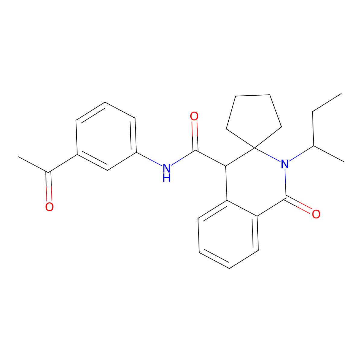 N-(3-acetylphenyl)-2'-(butan-2-yl)-1'-oxo-1',4'-dihydro-2'H-spiro[cyclopentane-1,3'-isoquinoline]-4'-carboxamide molecular structure, CAS 1351670-97-7