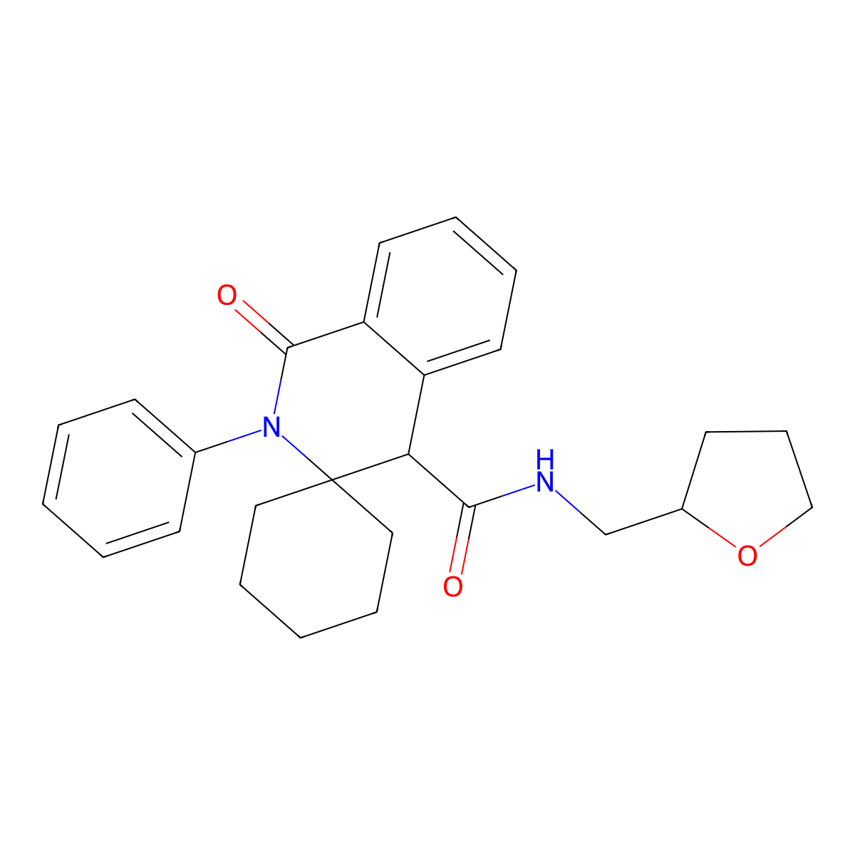 1'-oxo-2'-phenyl-N-(tetrahydrofuran-2-ylmethyl)-1',4'-dihydro-2'H-spiro[cyclohexane-1,3'-isoquinoline]-4'-carboxamide molecular structure, CAS 1351671-63-0