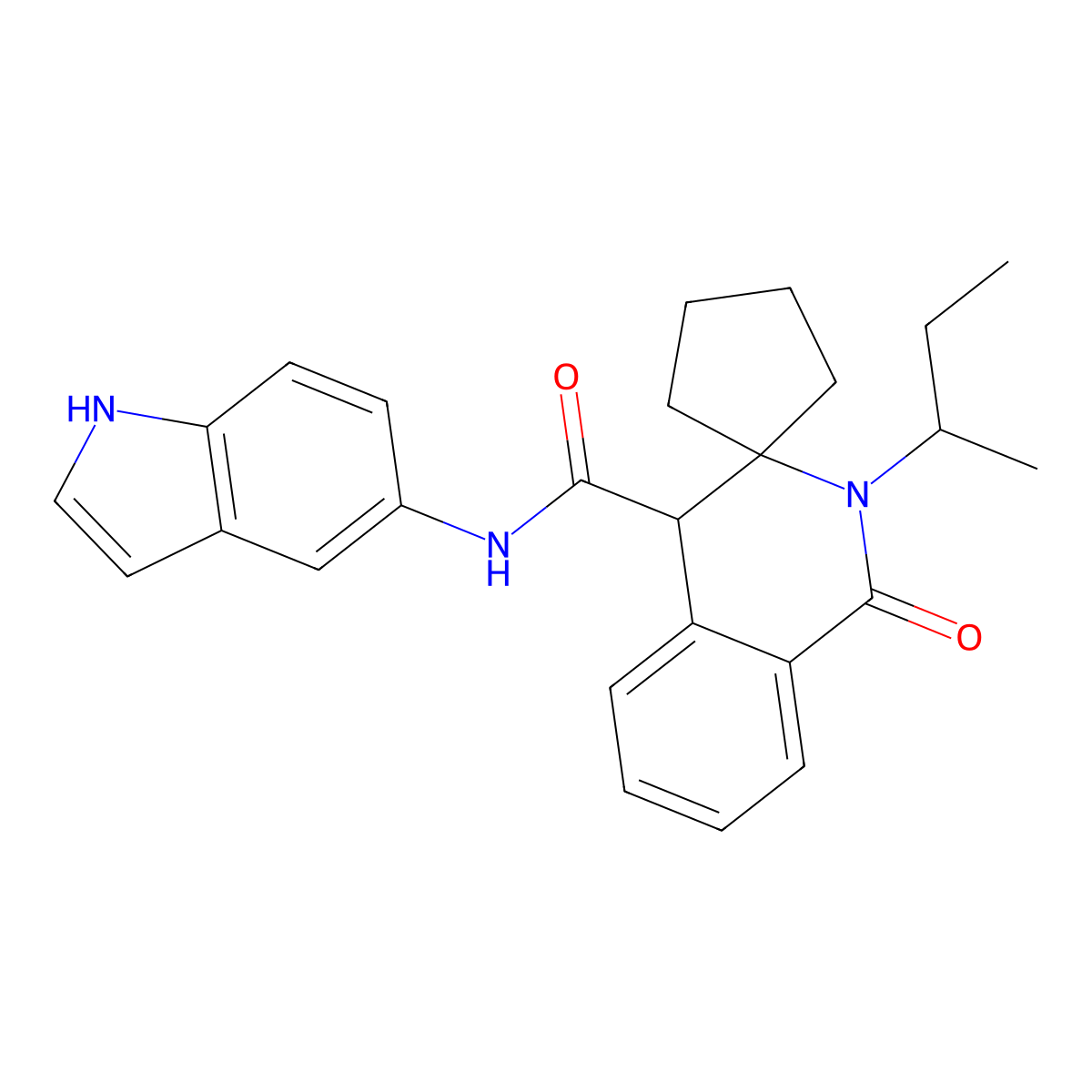 2'-(butan-2-yl)-N-(1H-indol-5-yl)-1'-oxo-1',4'-dihydro-2'H-spiro[cyclopentane-1,3'-isoquinoline]-4'-carboxamide molecular structure, CAS 1351671-78-7