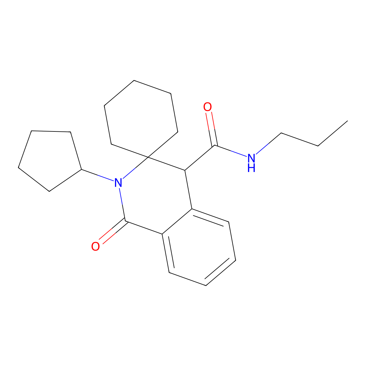 2'-cyclopentyl-1'-oxo-N-propyl-1',4'-dihydro-2'H-spiro[cyclohexane-1,3'-isoquinoline]-4'-carboxamide molecular structure, CAS 1351671-80-1