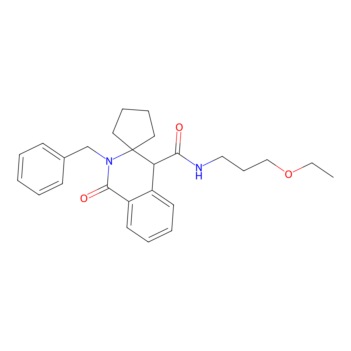 2'-benzyl-N-(3-ethoxypropyl)-1'-oxo-1',4'-dihydro-2'H-spiro[cyclopentane-1,3'-isoquinoline]-4'-carboxamide molecular structure, CAS 1351672-01-9