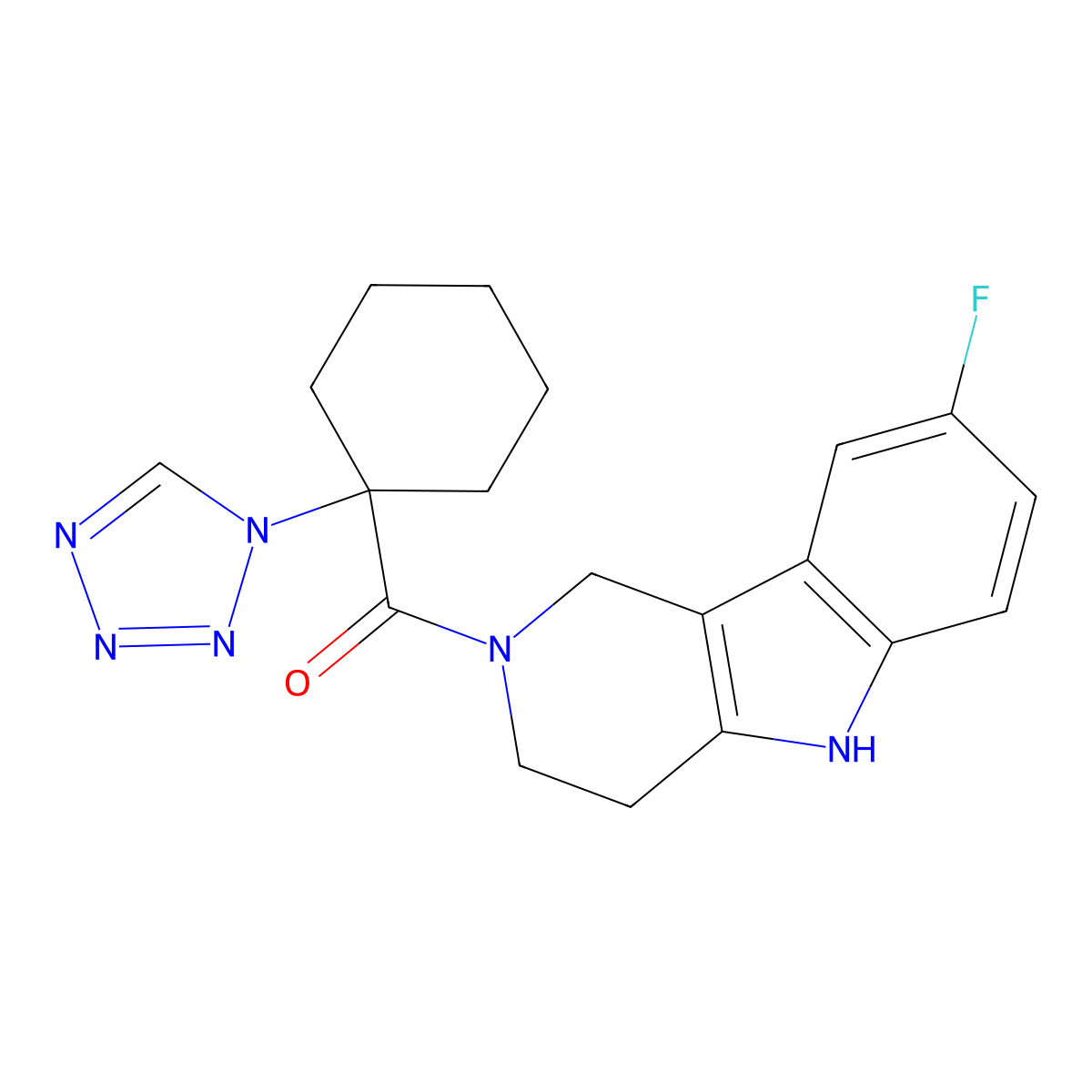(8-fluoro-1,3,4,5-tetrahydro-2H-pyrido[4,3-b]indol-2-yl)[1-(1H-tetrazol-1-yl)cyclohexyl]methanone molecular structure, CAS 1351678-99-3