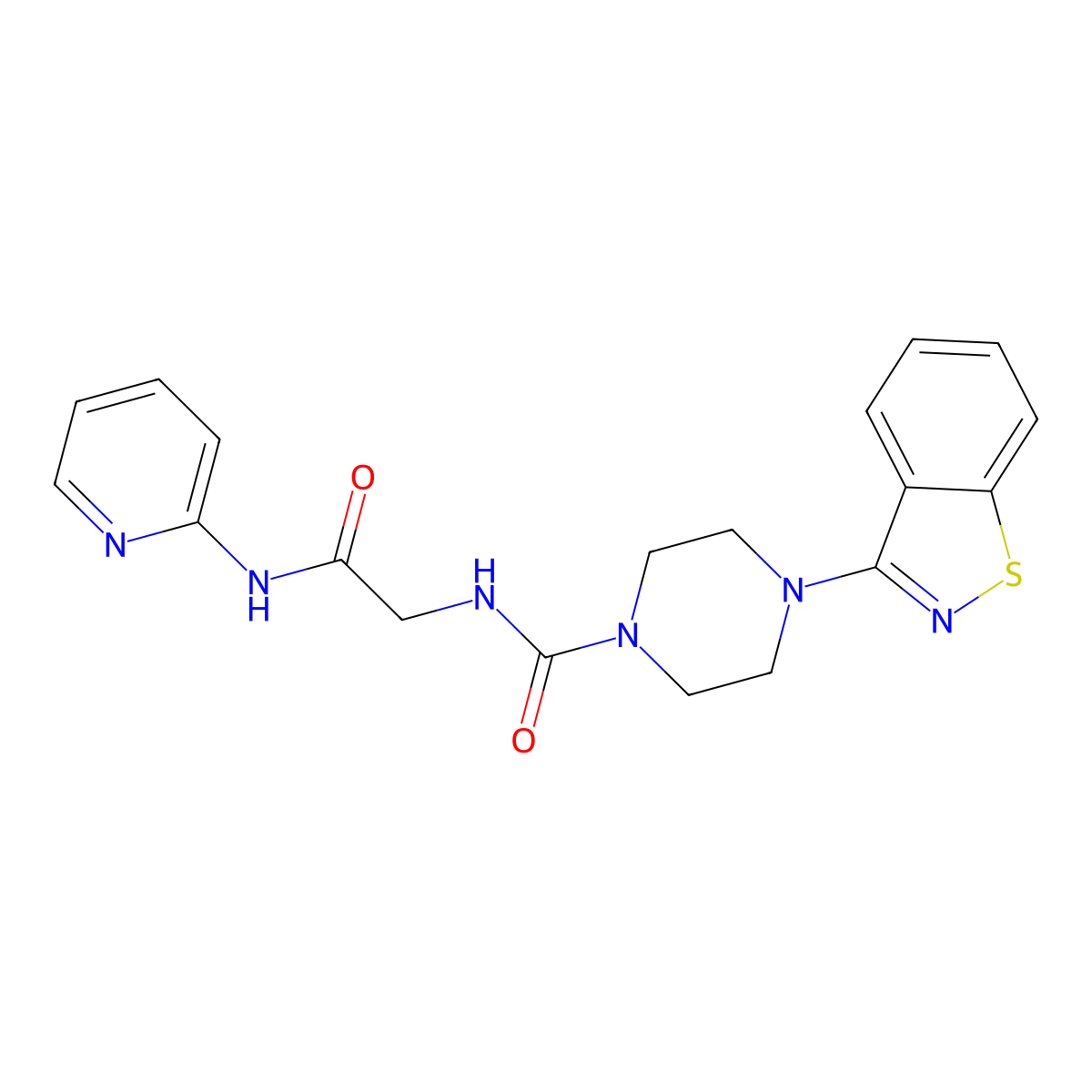 4-(1,2-benzothiazol-3-yl)-N-[2-oxo-2-(pyridin-2-ylamino)ethyl]piperazine-1-carboxamide molecular structure, CAS 1351679-05-4