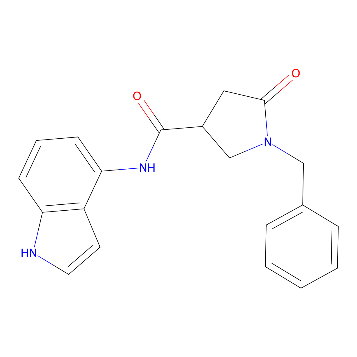 1-benzyl-N-(1H-indol-4-yl)-5-oxopyrrolidine-3-carboxamide molecular structure, CAS 1351679-10-1