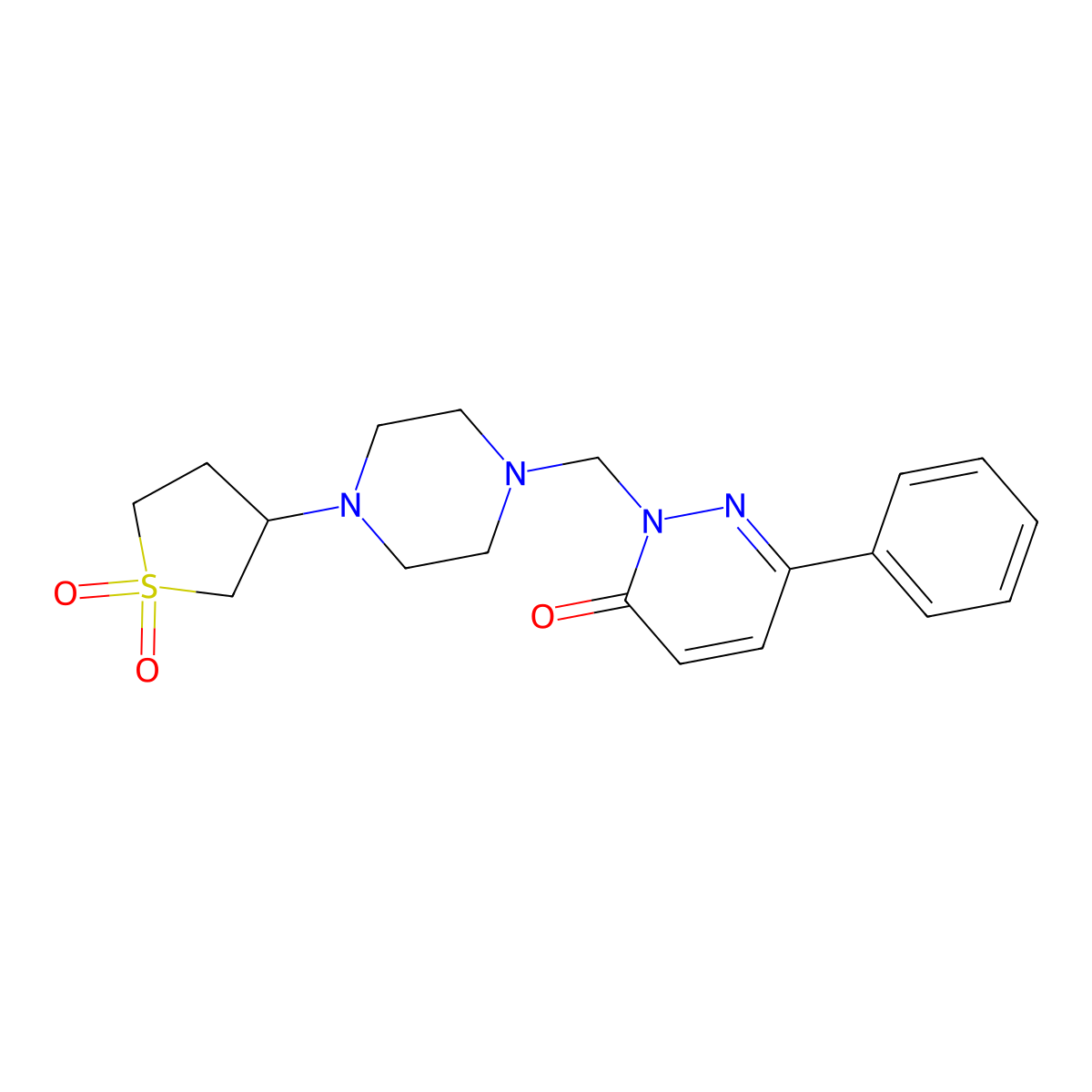 2-((4-(1,1-dioxidotetrahydrothiophen-3-yl)piperazin-1-yl)methyl)-6-phenylpyridazin-3(2H)-one molecular structure, CAS 1351679-11-2