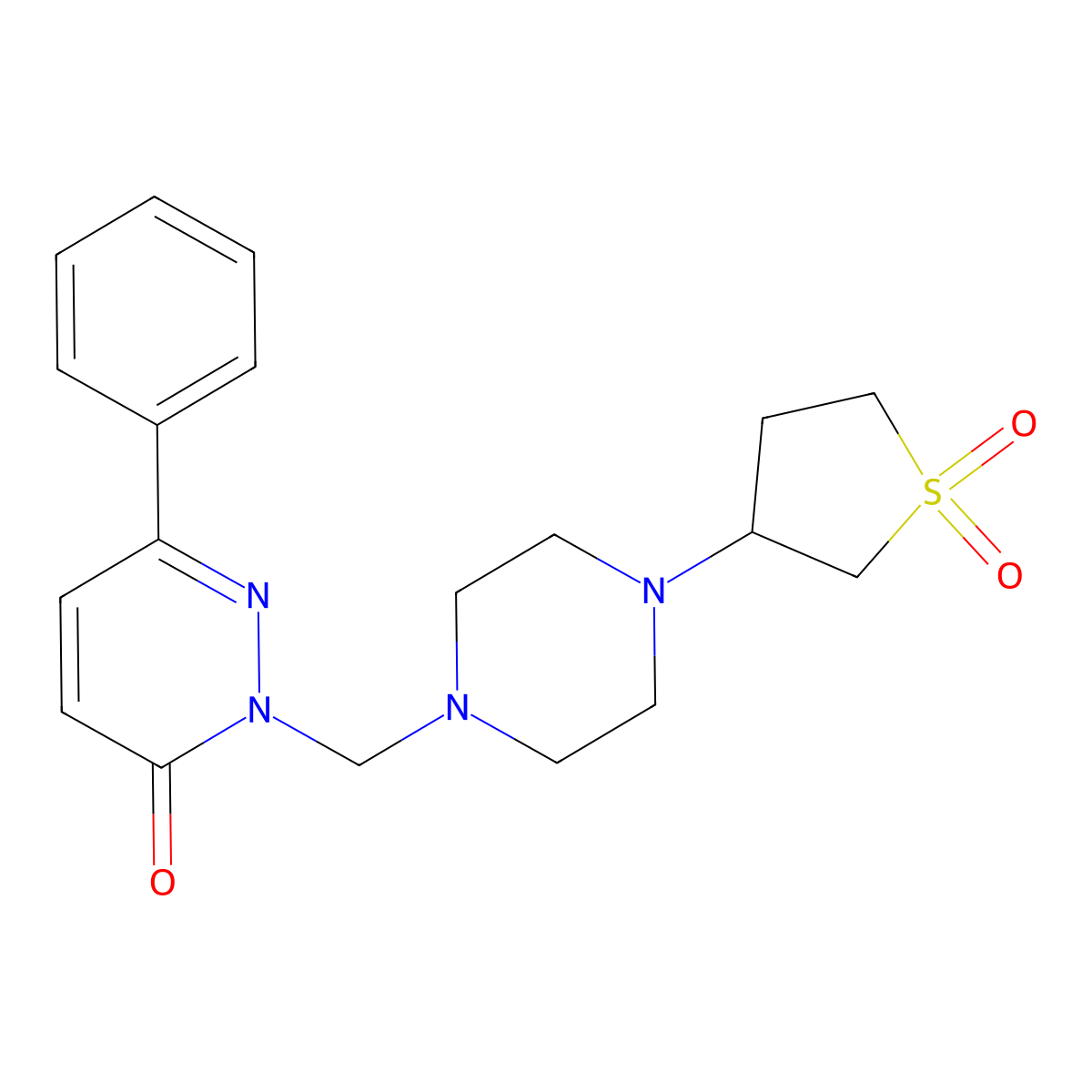 2-((4-(1,1-dioxidotetrahydrothiophen-3-yl)piperazin-1-yl)methyl)-6-phenylpyridazin-3(2H)-one molecular structure, CAS 1351679-11-2