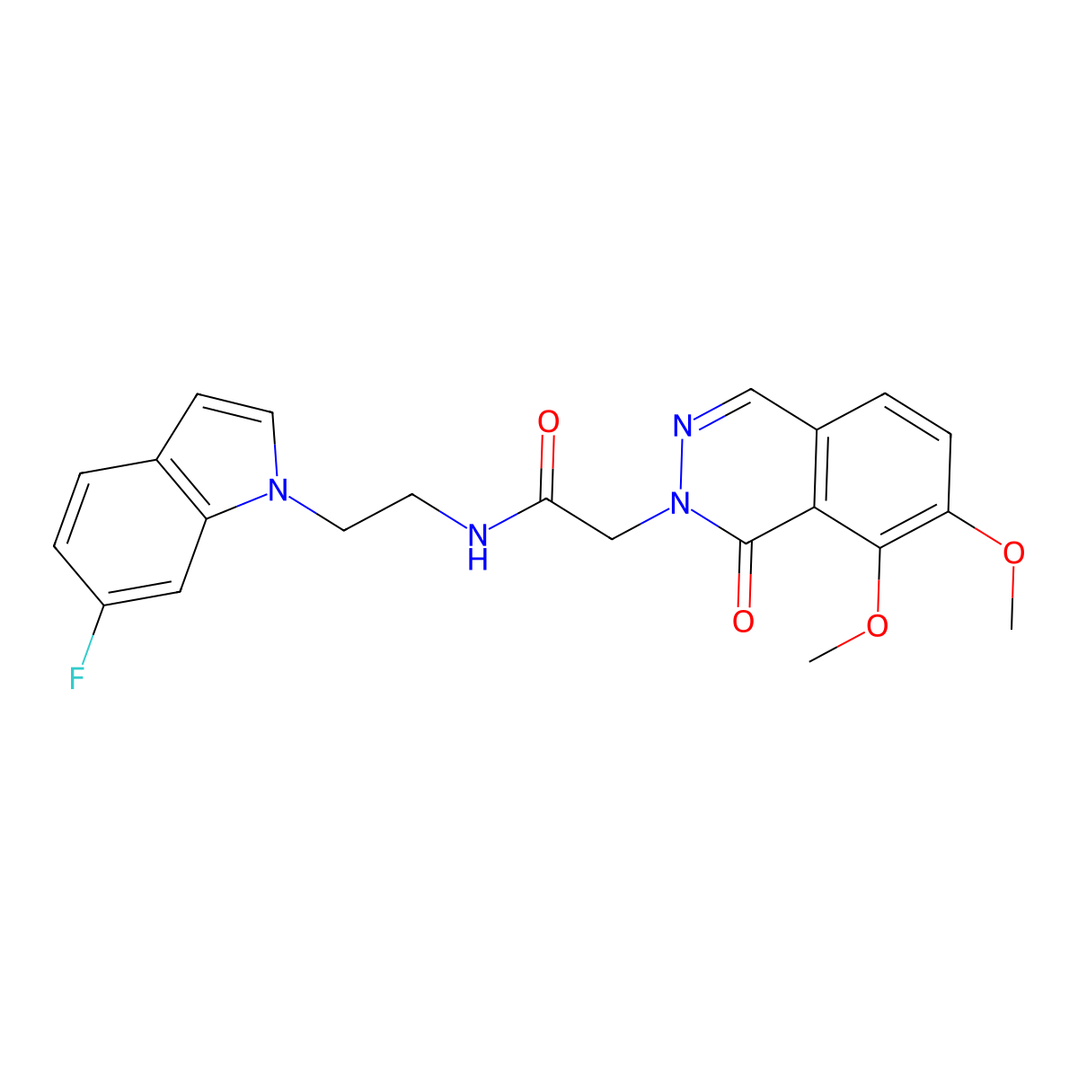 2-[7,8-dimethoxy-1-oxo-2(1H)-phthalazinyl]-N-[2-(6-fluoro-1H-indol-1-yl)ethyl]acetamide molecular structure, CAS 1351679-20-3