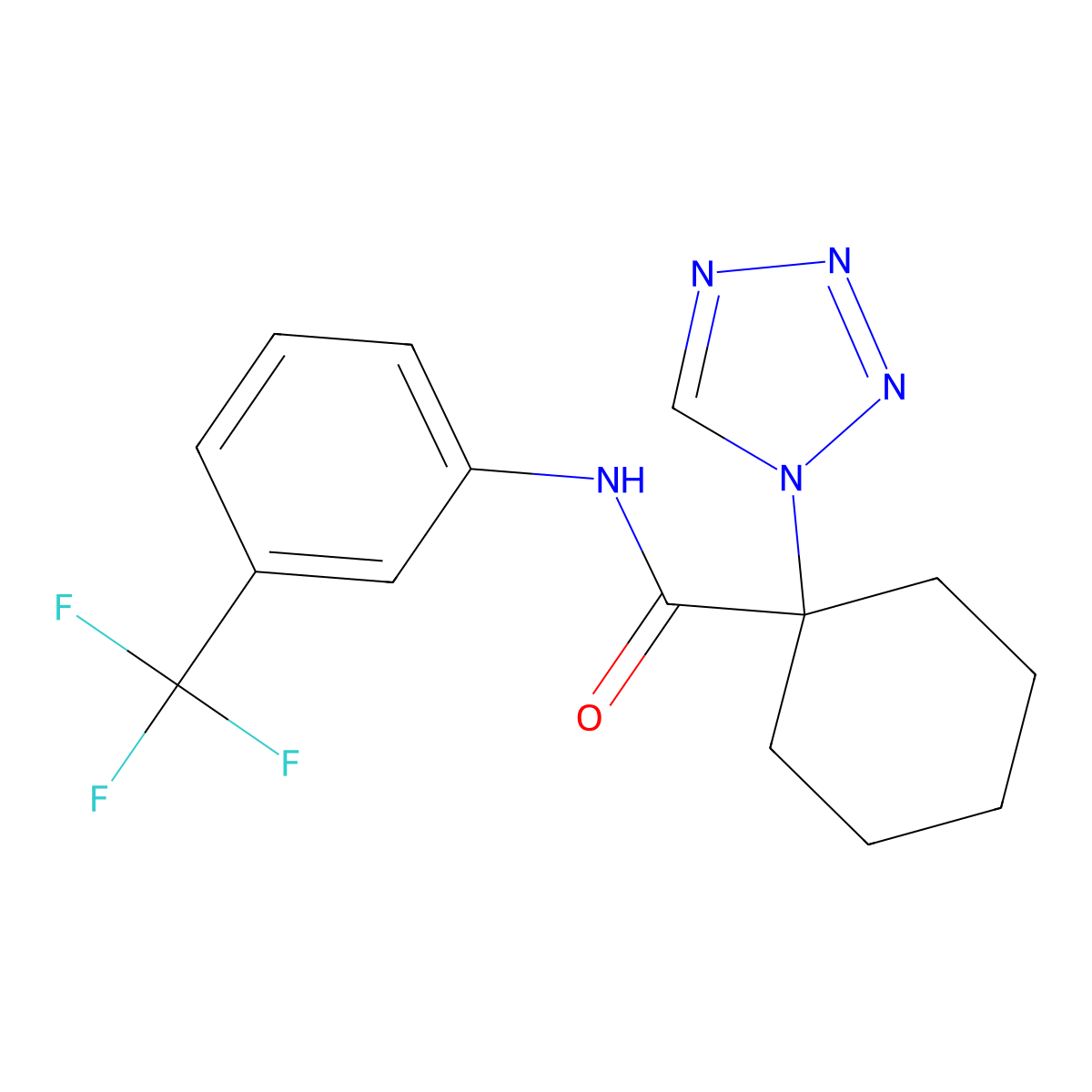1-(1H-tetrazol-1-yl)-N-[3-(trifluoromethyl)phenyl]cyclohexanecarboxamide molecular structure, CAS 1351679-21-4