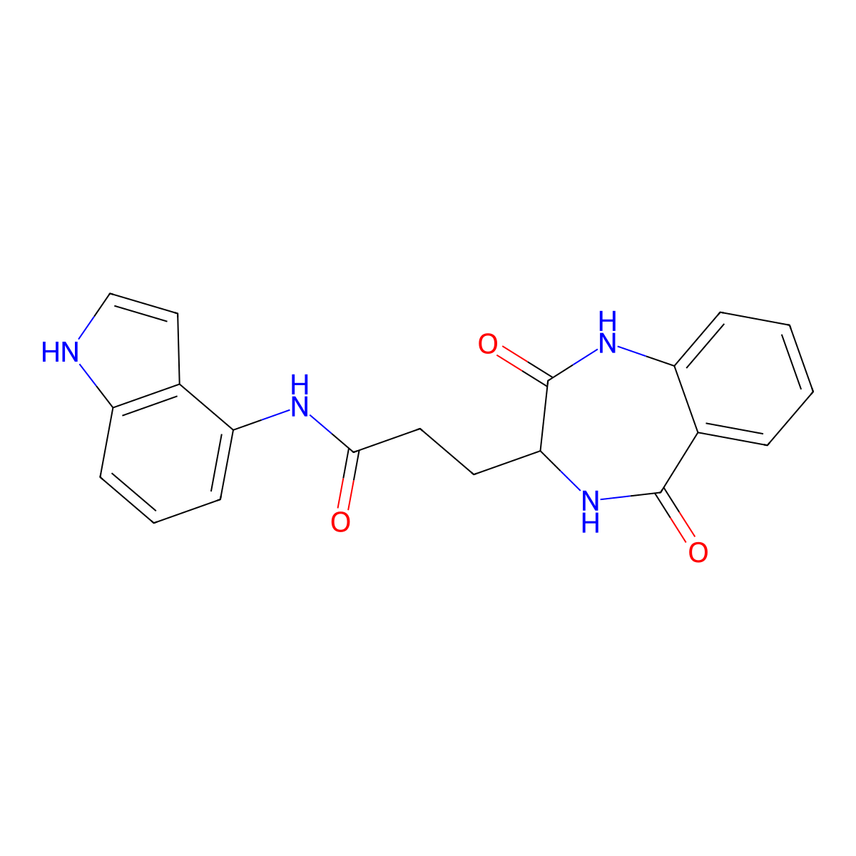 3-(2,5-dioxo-2,3,4,5-tetrahydro-1H-1,4-benzodiazepin-3-yl)-N-(1H-indol-4-yl)propanamide molecular structure, CAS 1351679-28-1