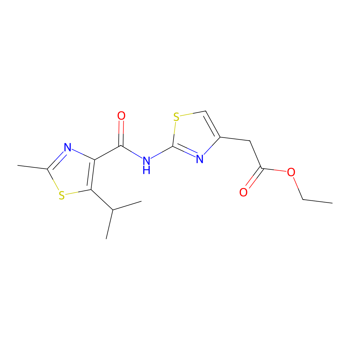 Ethyl [2-({[2-methyl-5-(propan-2-yl)-1,3-thiazol-4-yl]carbonyl}amino)-1,3-thiazol-4-yl]acetate molecular structure, CAS 1351679-32-7