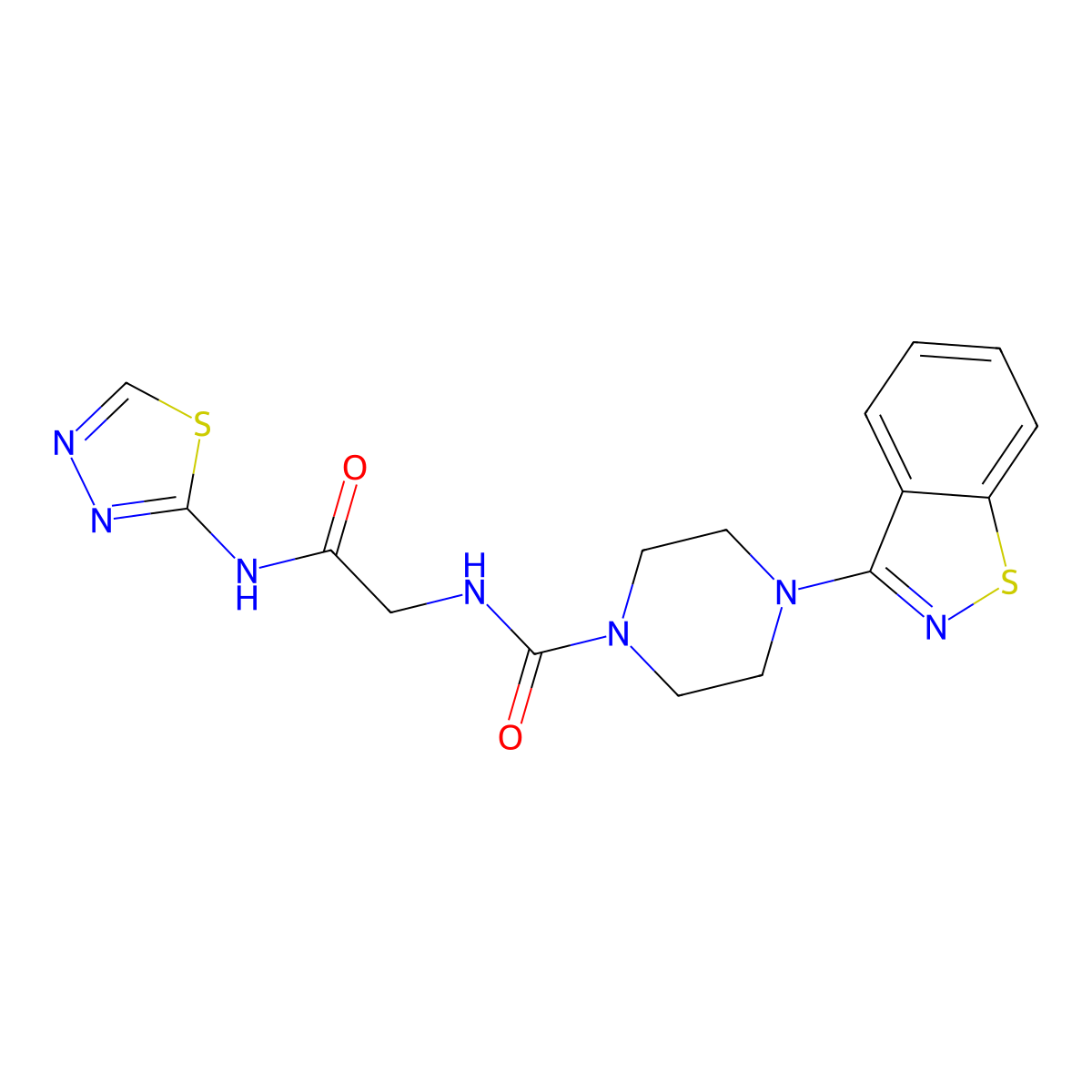 4-(1,2-benzothiazol-3-yl)-N-[2-oxo-2-(1,3,4-thiadiazol-2-ylamino)ethyl]piperazine-1-carboxamide molecular structure, CAS 1351679-38-3