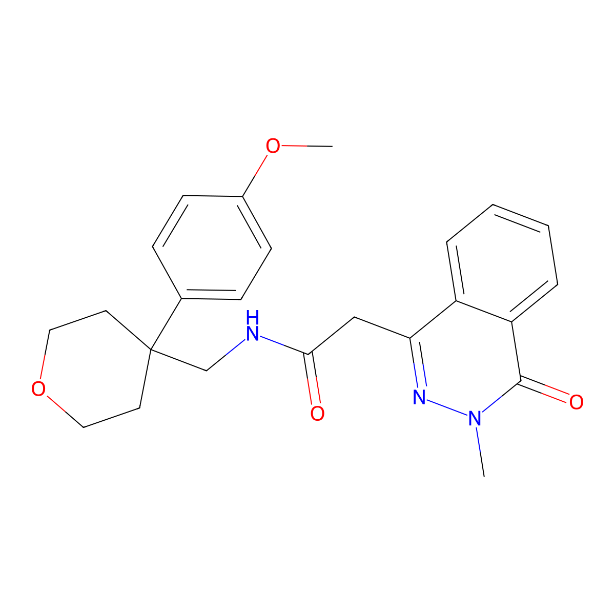 N-{[4-(4-methoxyphenyl)tetrahydro-2H-pyran-4-yl]methyl}-2-(3-methyl-4-oxo-3,4-dihydrophthalazin-1-yl)acetamide molecular structure, CAS 1351679-43-0