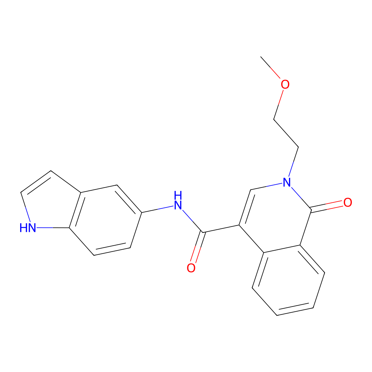 N-(1H-indol-5-yl)-2-(2-methoxyethyl)-1-oxo-1,2-dihydroisoquinoline-4-carboxamide molecular structure, CAS 1351679-56-5