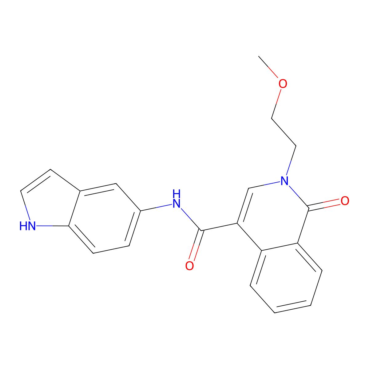 N-(1H-indol-5-yl)-2-(2-methoxyethyl)-1-oxo-1,2-dihydroisoquinoline-4-carboxamide molecular structure, CAS 1351679-56-5