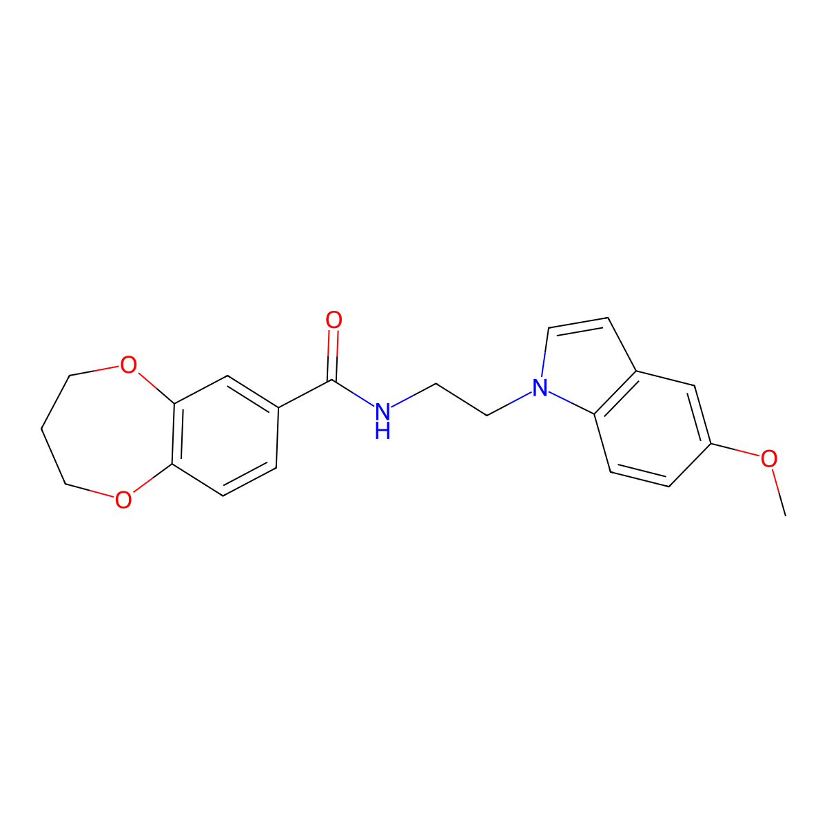 N-[2-(5-methoxy-1H-indol-1-yl)ethyl]-3,4-dihydro-2H-1,5-benzodioxepine-7-carboxamide molecular structure, CAS 1351679-61-2