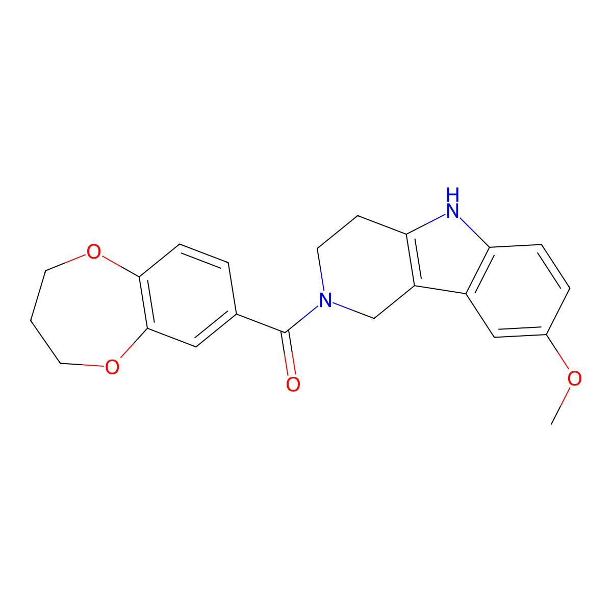 3,4-dihydro-2H-1,5-benzodioxepin-7-yl(8-methoxy-1,3,4,5-tetrahydro-2H-pyrido[4,3-b]indol-2-yl)methanone molecular structure, CAS 1351679-75-8