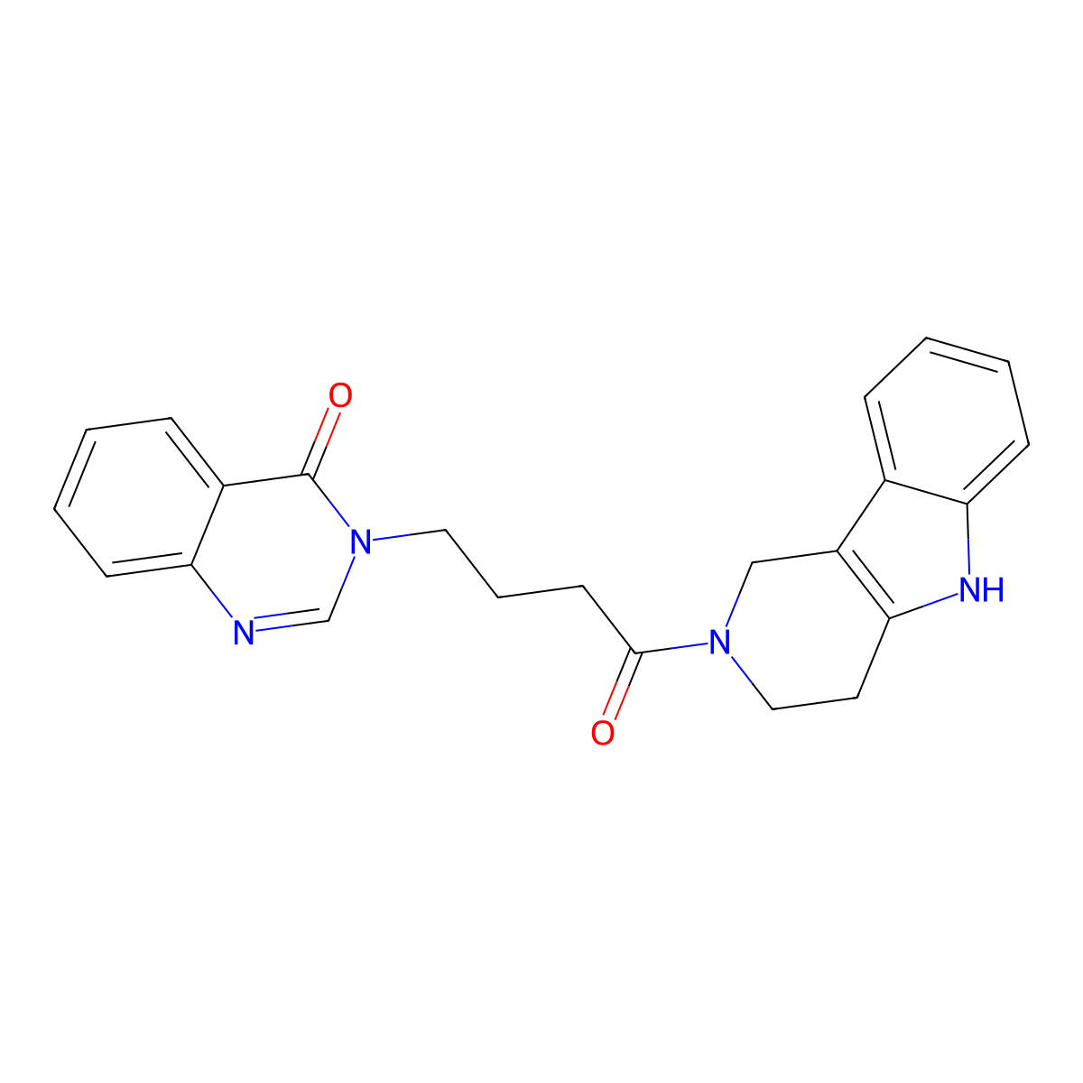3-[4-oxo-4-(1,3,4,5-tetrahydro-2H-pyrido[4,3-b]indol-2-yl)butyl]quinazolin-4(3H)-one molecular structure, CAS 1351680-22-2