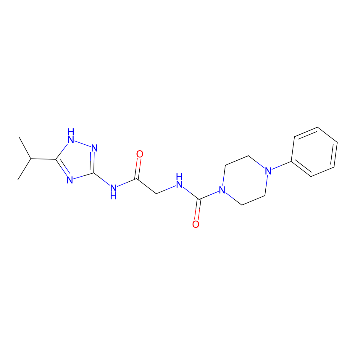 N-(2-oxo-2-{[3-(propan-2-yl)-1H-1,2,4-triazol-5-yl]amino}ethyl)-4-phenylpiperazine-1-carboxamide molecular structure, CAS 1351680-37-9