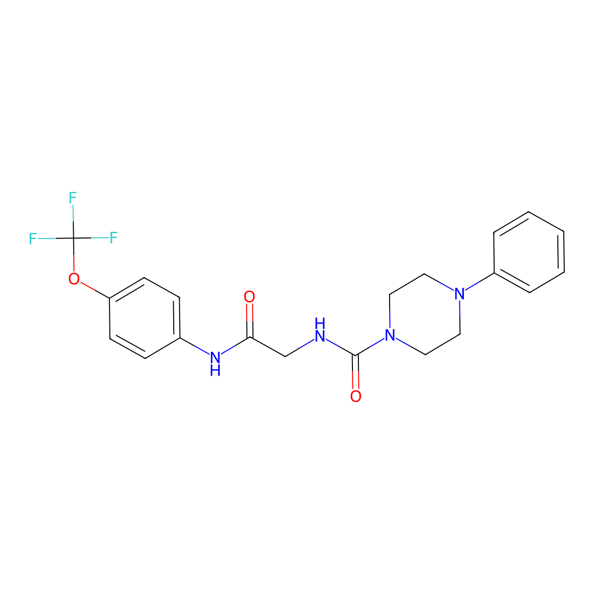 N-(2-oxo-2-{[4-(trifluoromethoxy)phenyl]amino}ethyl)-4-phenylpiperazine-1-carboxamide molecular structure, CAS 1351680-45-9