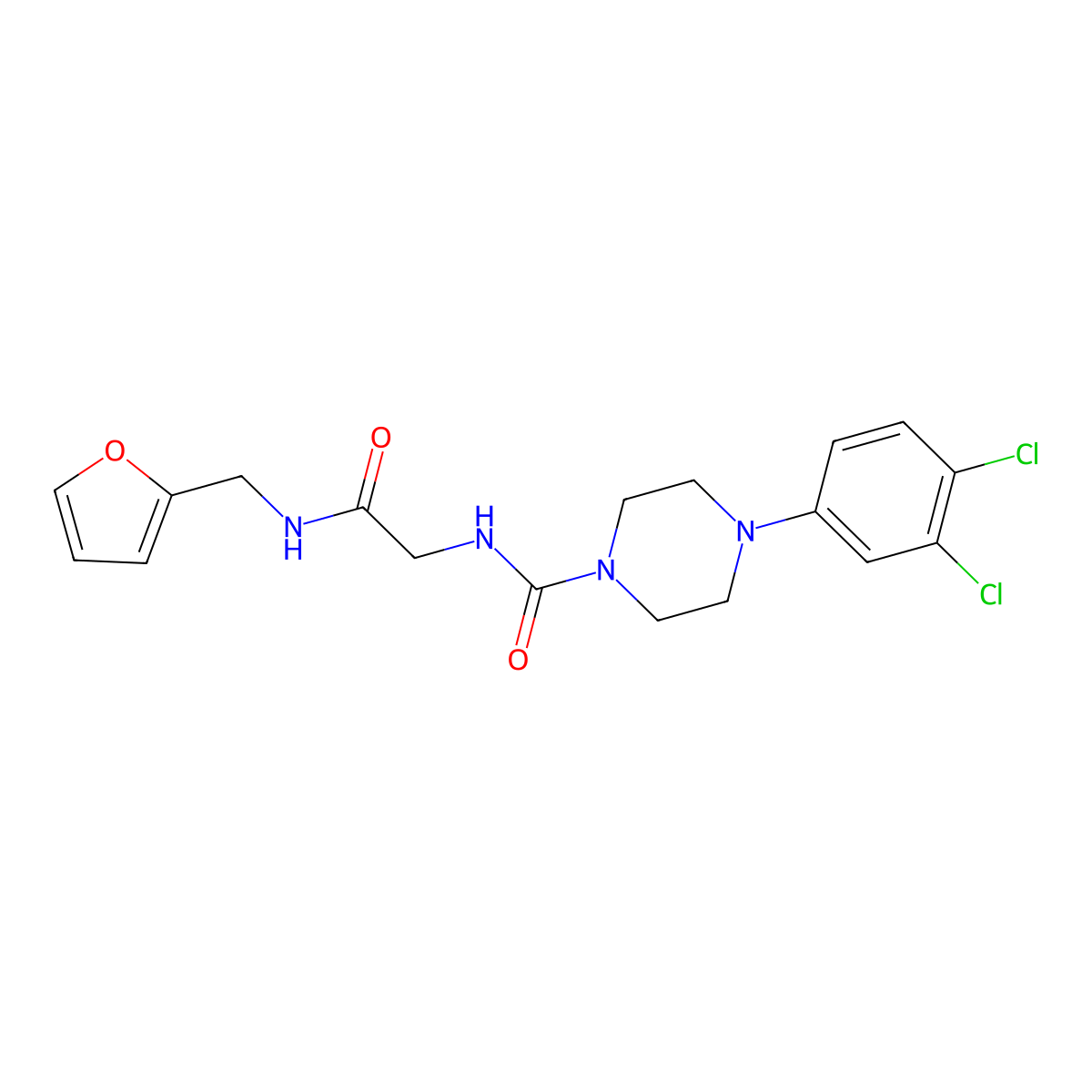 4-(3,4-dichlorophenyl)-N-{2-[(furan-2-ylmethyl)amino]-2-oxoethyl}piperazine-1-carboxamide molecular structure, CAS 1351680-52-8