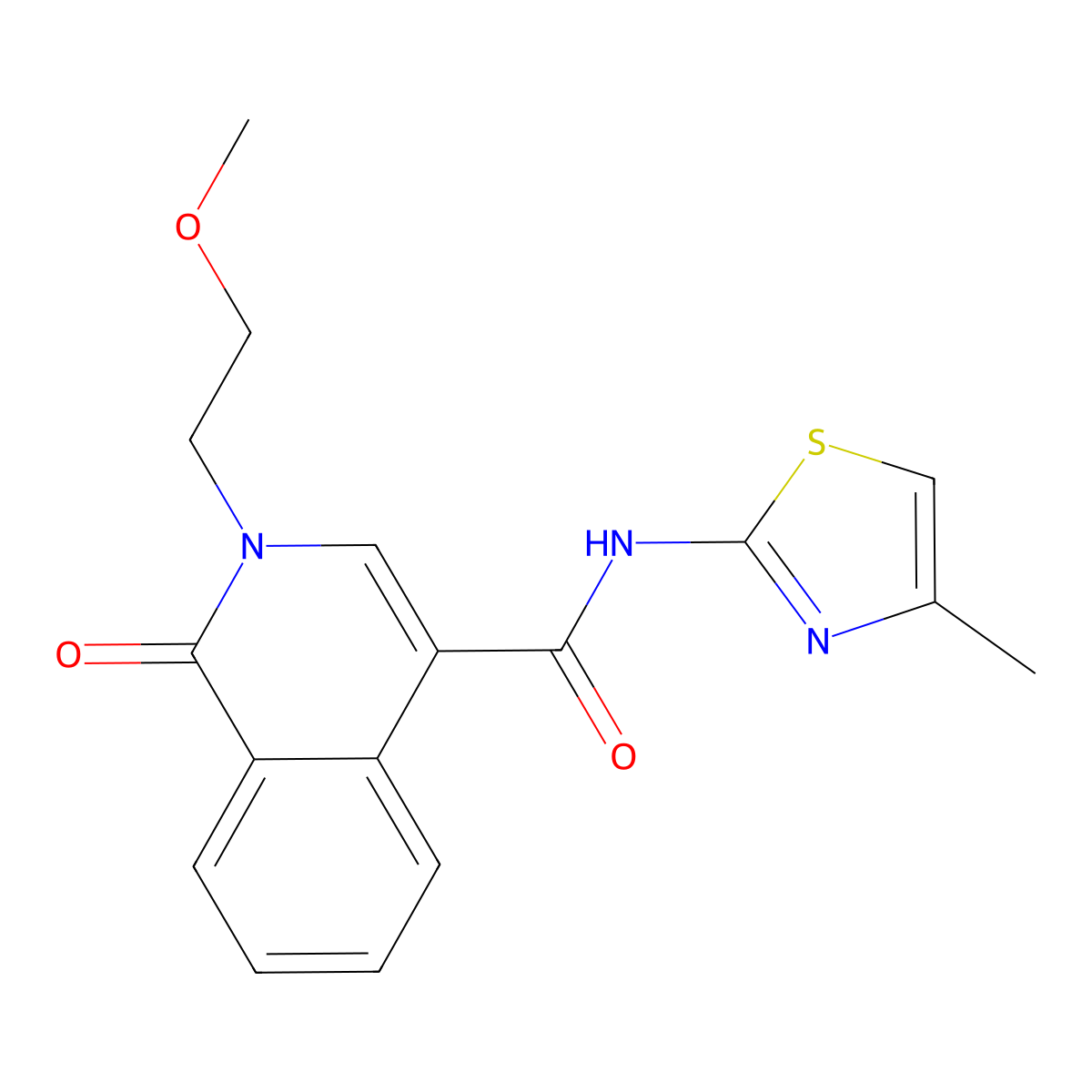 2-(2-methoxyethyl)-N-(4-methyl-1,3-thiazol-2-yl)-1-oxo-1,2-dihydroisoquinoline-4-carboxamide molecular structure, CAS 1351680-56-2